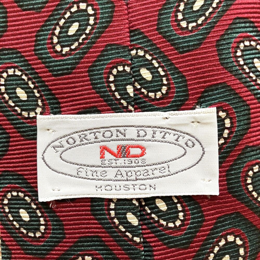 Italian Silk Norton Ditto Men’s Necktie Red Abstract Artsy Preppy Retro Groovy